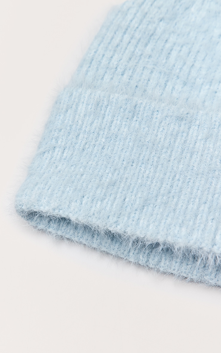 Powder Blue Brushed Knit Fold Over Beanie image 3