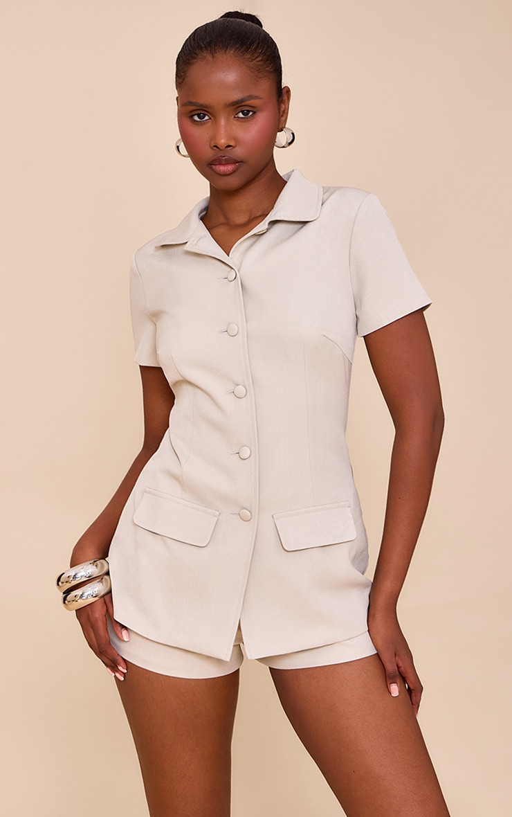 Clay Woven Tailored Short Sleeve Playsuit image 1