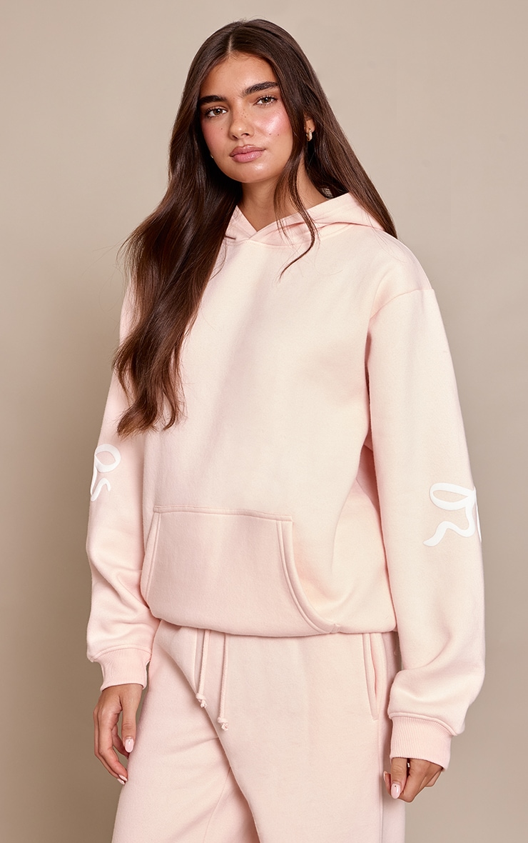 Pink Bow Puff Print Pullover Hoodie image 1