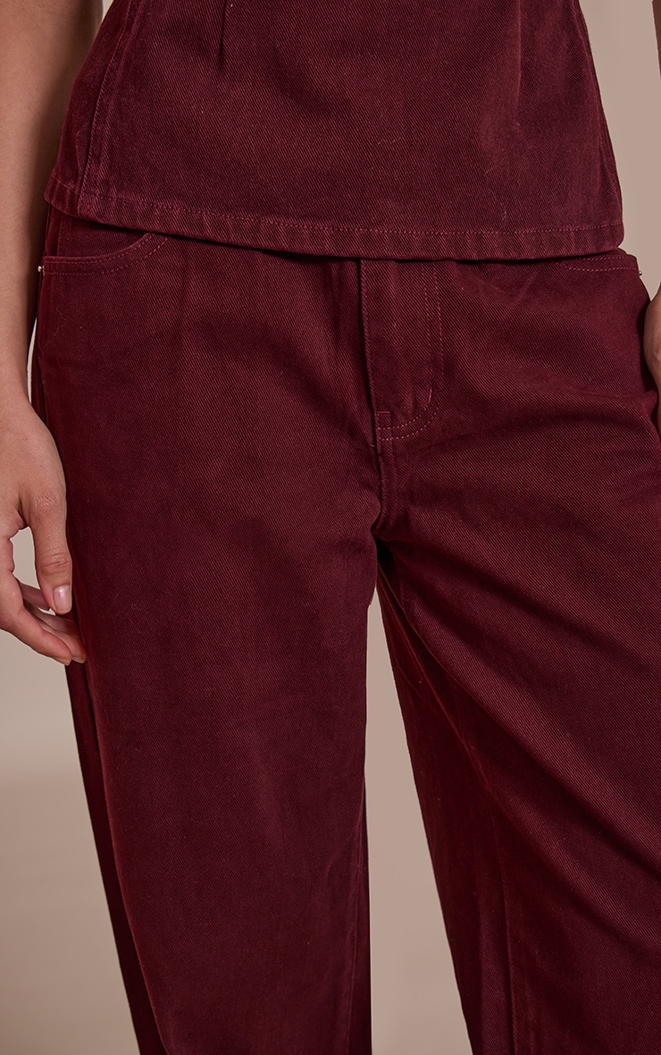 Dark Burgundy Mid Rise Straight Leg Jeans image 4