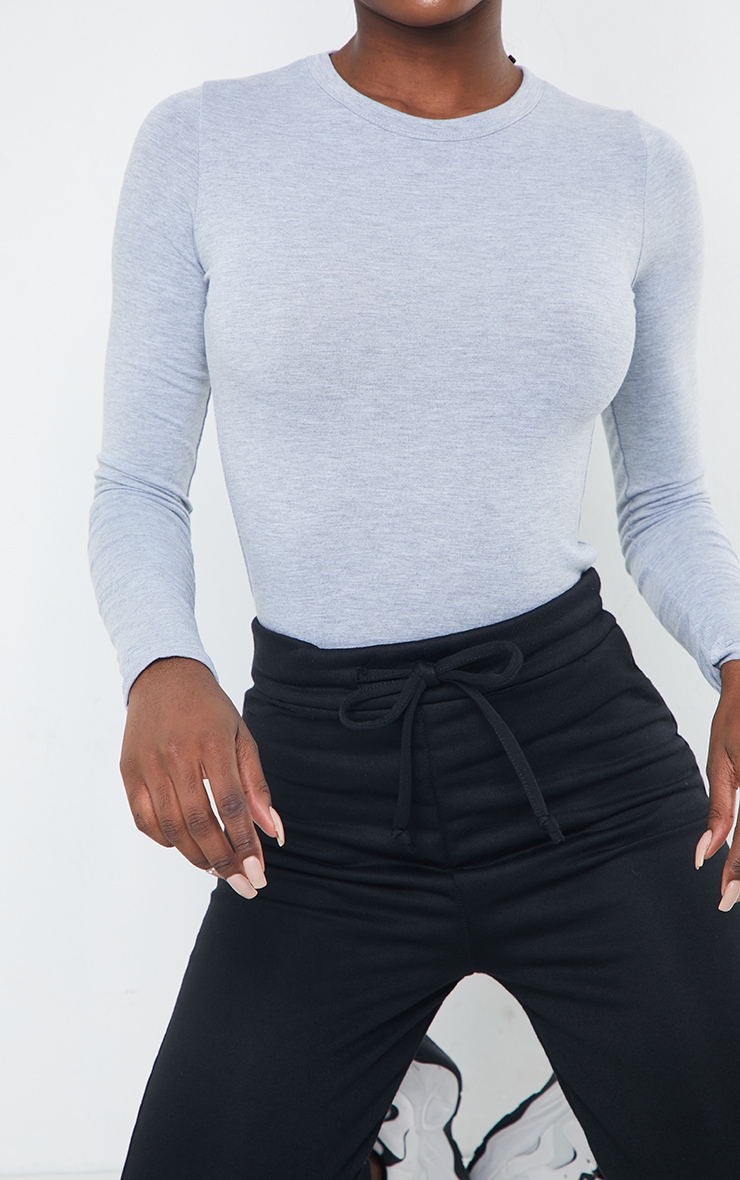 Tall Grey Marl Basic Long Sleeve Top Tall PrettyLittleThing