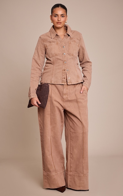 Plus Taupe Turn Up Detail Jean