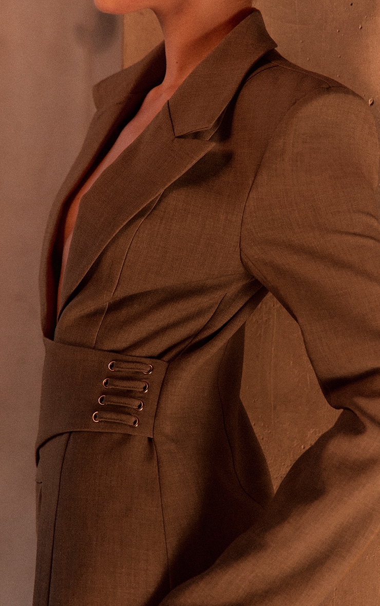 PLT Label Dark Sage Tailored Cinched Waist Blazer image 4