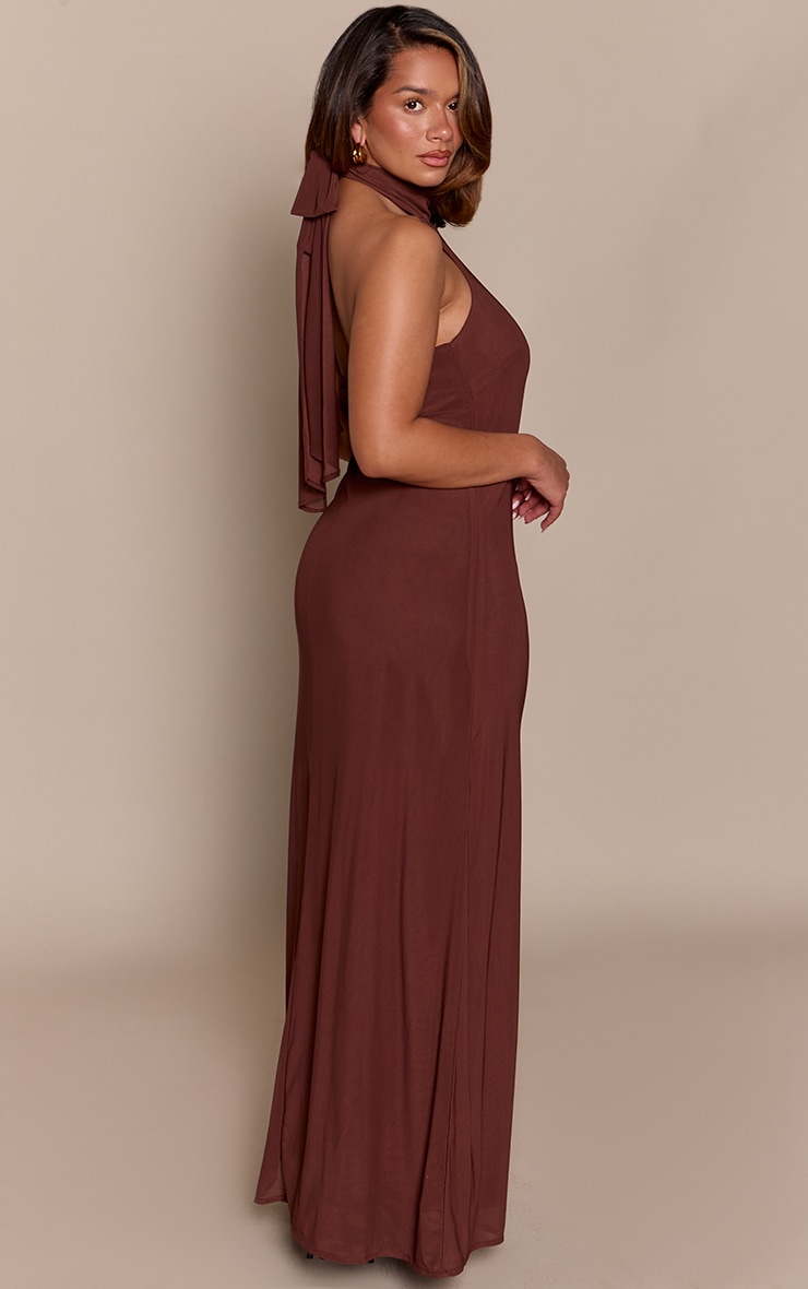 Shape Chocolate Chiffon Scarf Detail Maxi Dress  image 2