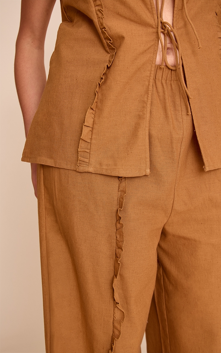 Plus Tan Wide Leg Drawstring Pants image 4