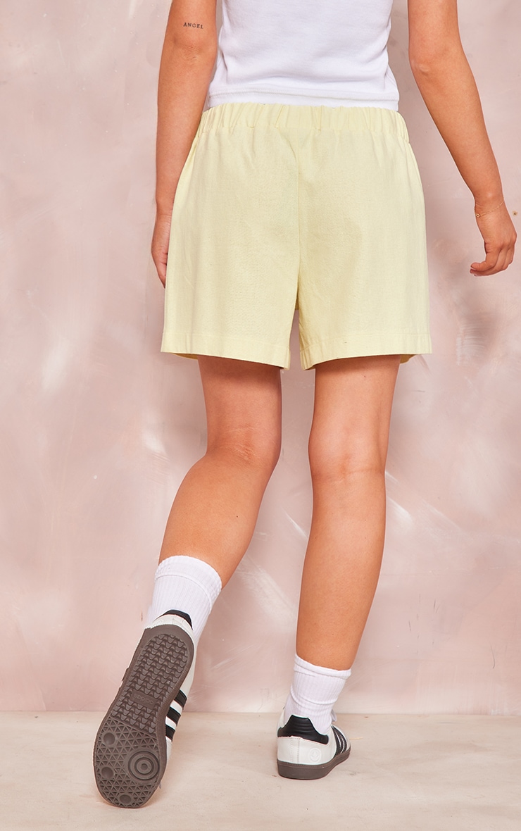 Lemon Structured Linen Look Elasticated Waist Shorts image 3