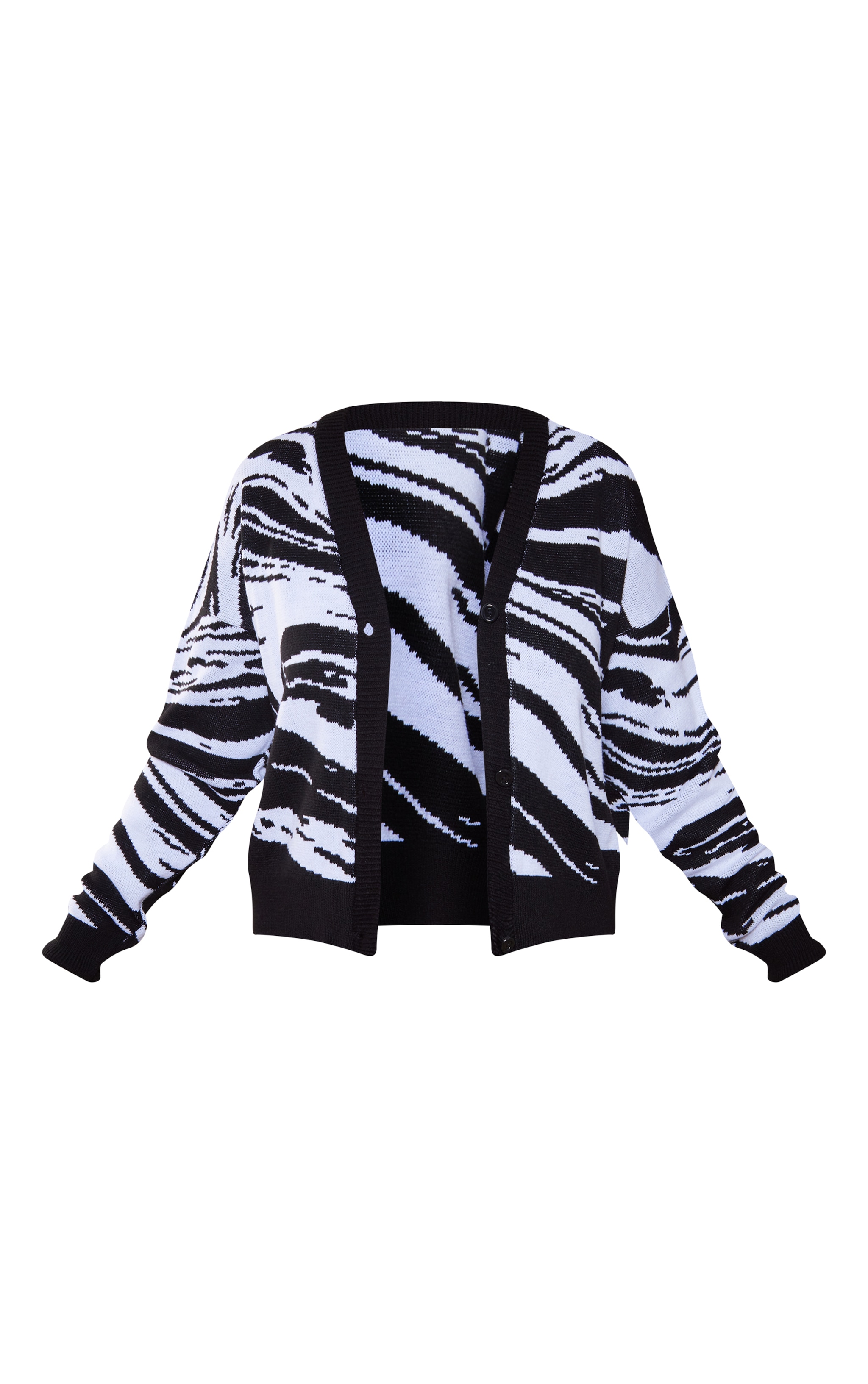 Plus Black Zebra Knitted Cardigan image 5