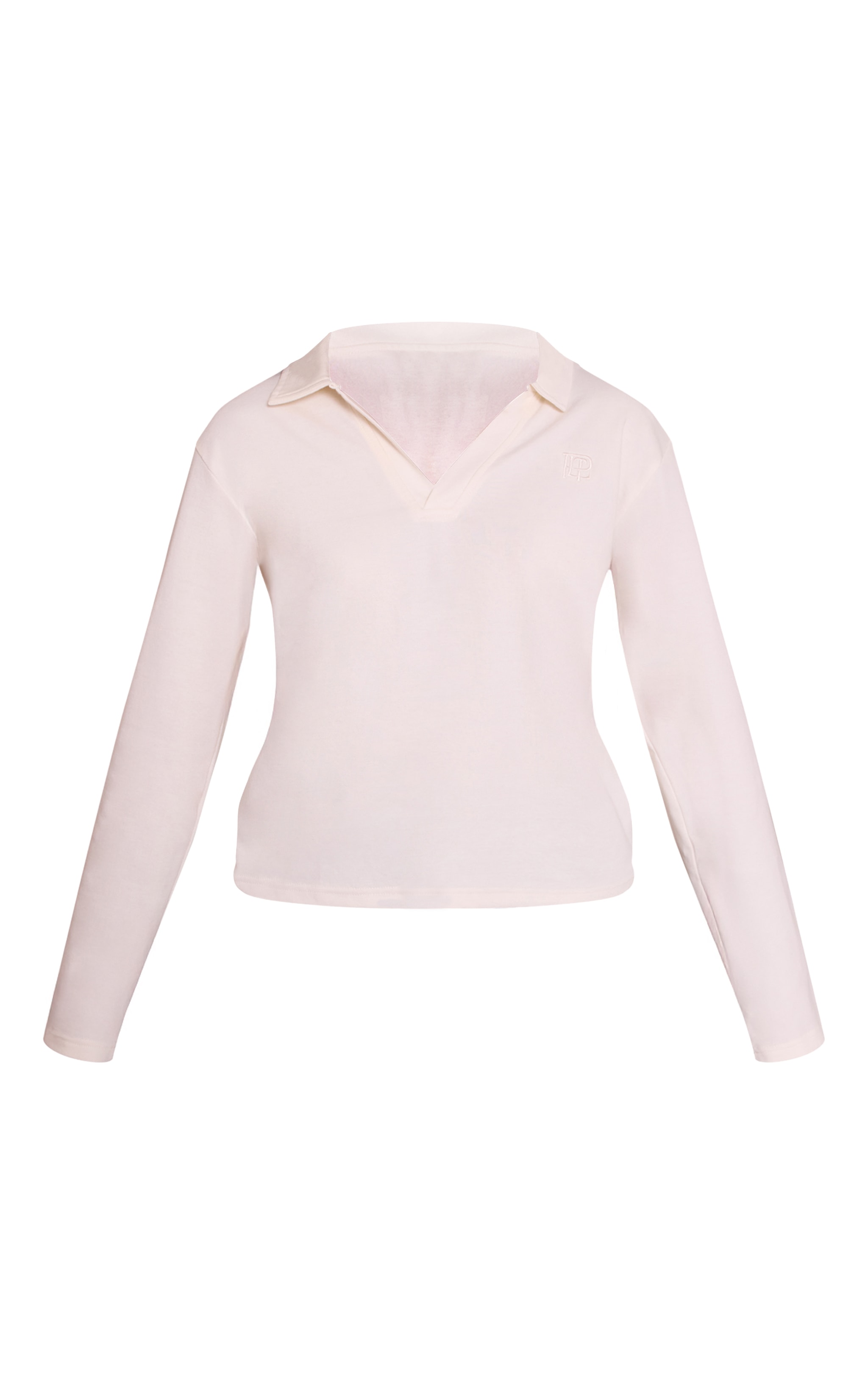 Cream Embroidered Longline Collar Top image 5