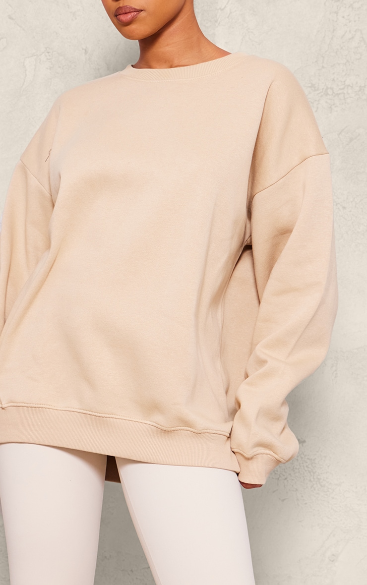 Sand Oversized Plain Fit Sweatshirt image 4