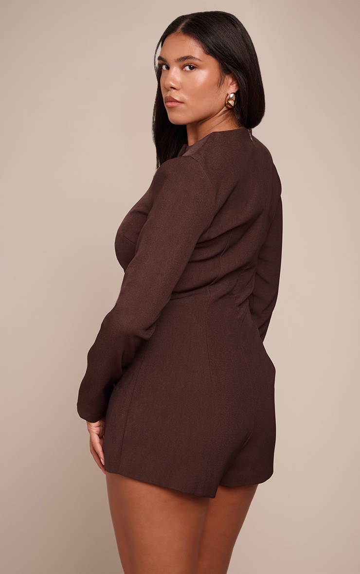 Shape Dark Chocolate Button Front Blazer Playsuit image 2