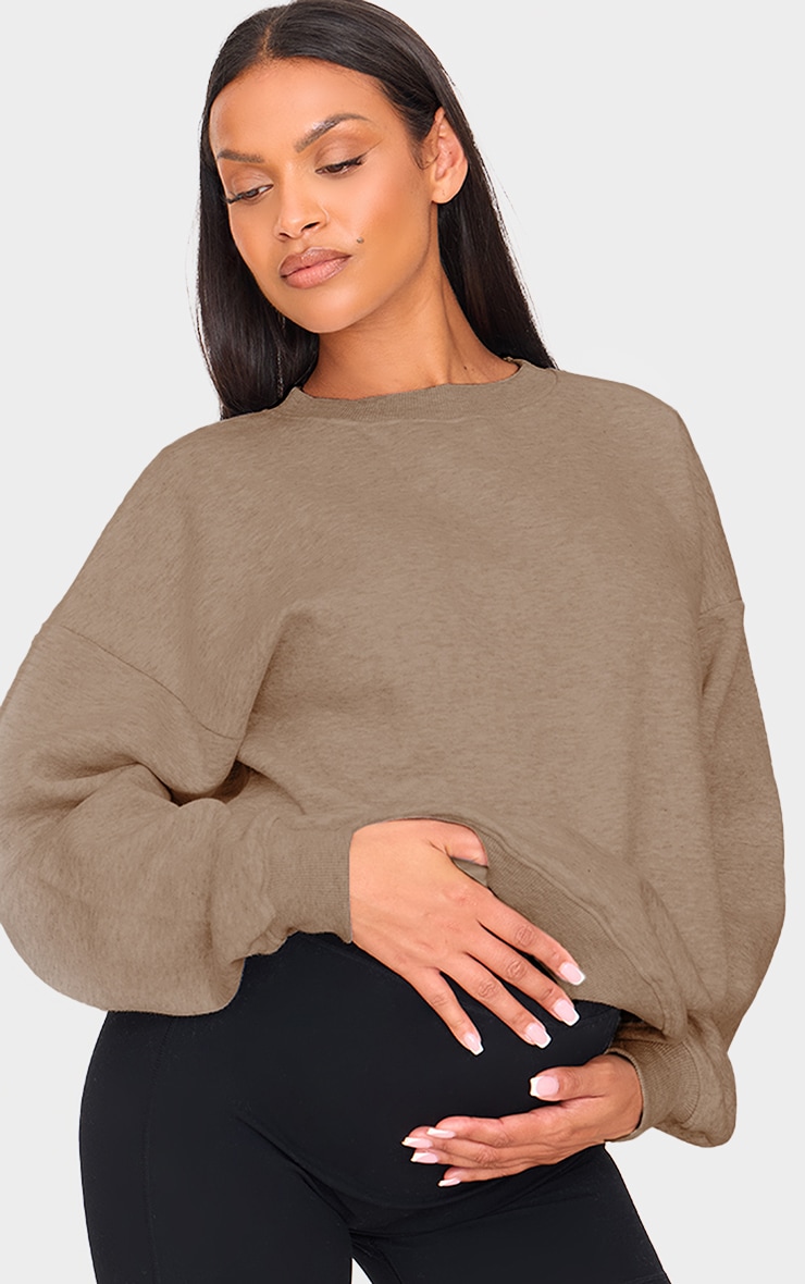 Maternity Taupe Ultimate Oversized Sweatshirt image 3