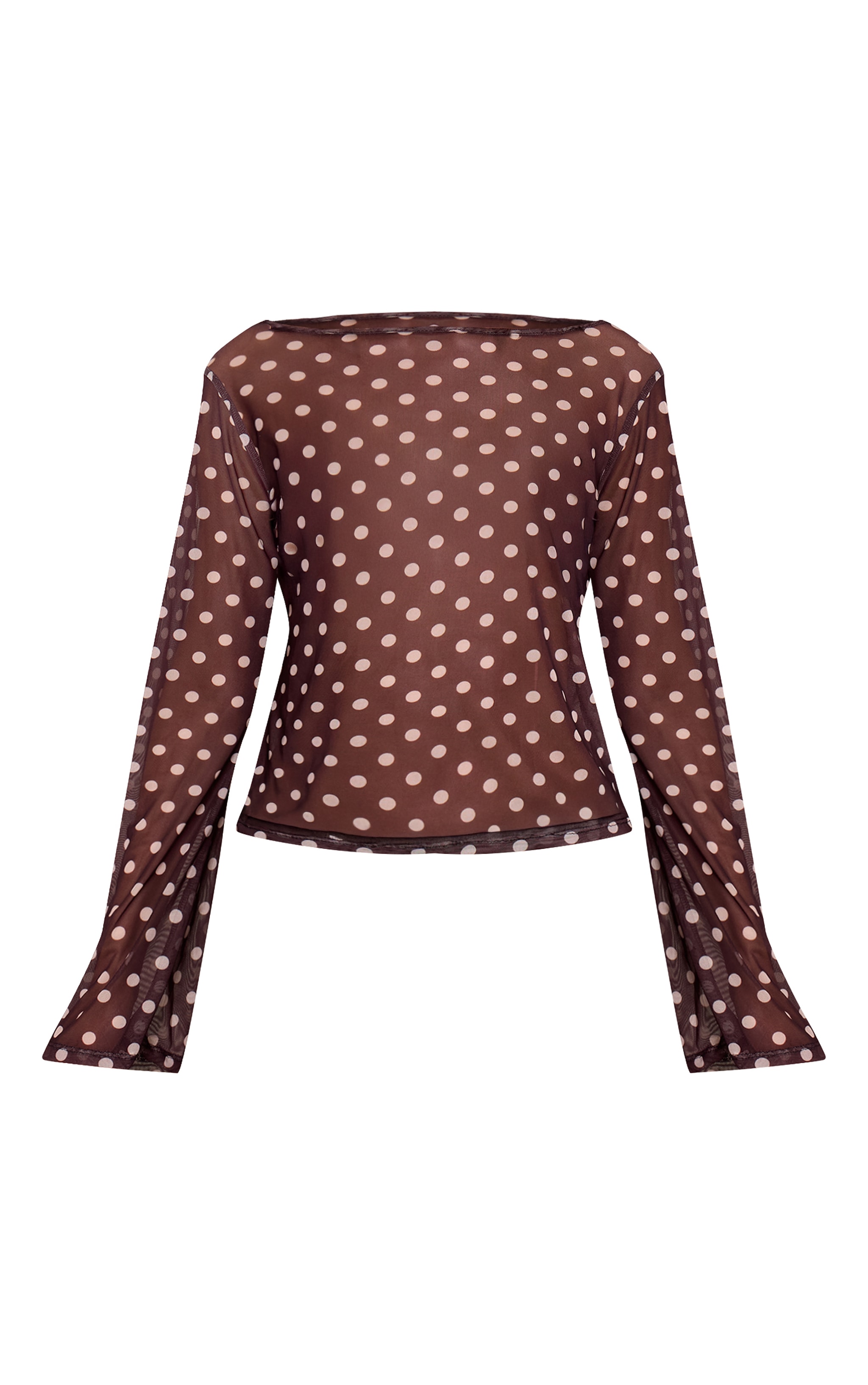 Chocolate Mesh Flared Long Sleeve Top  image 5