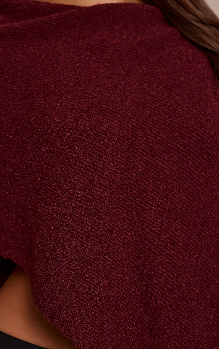 Wine Boucle Cape Top