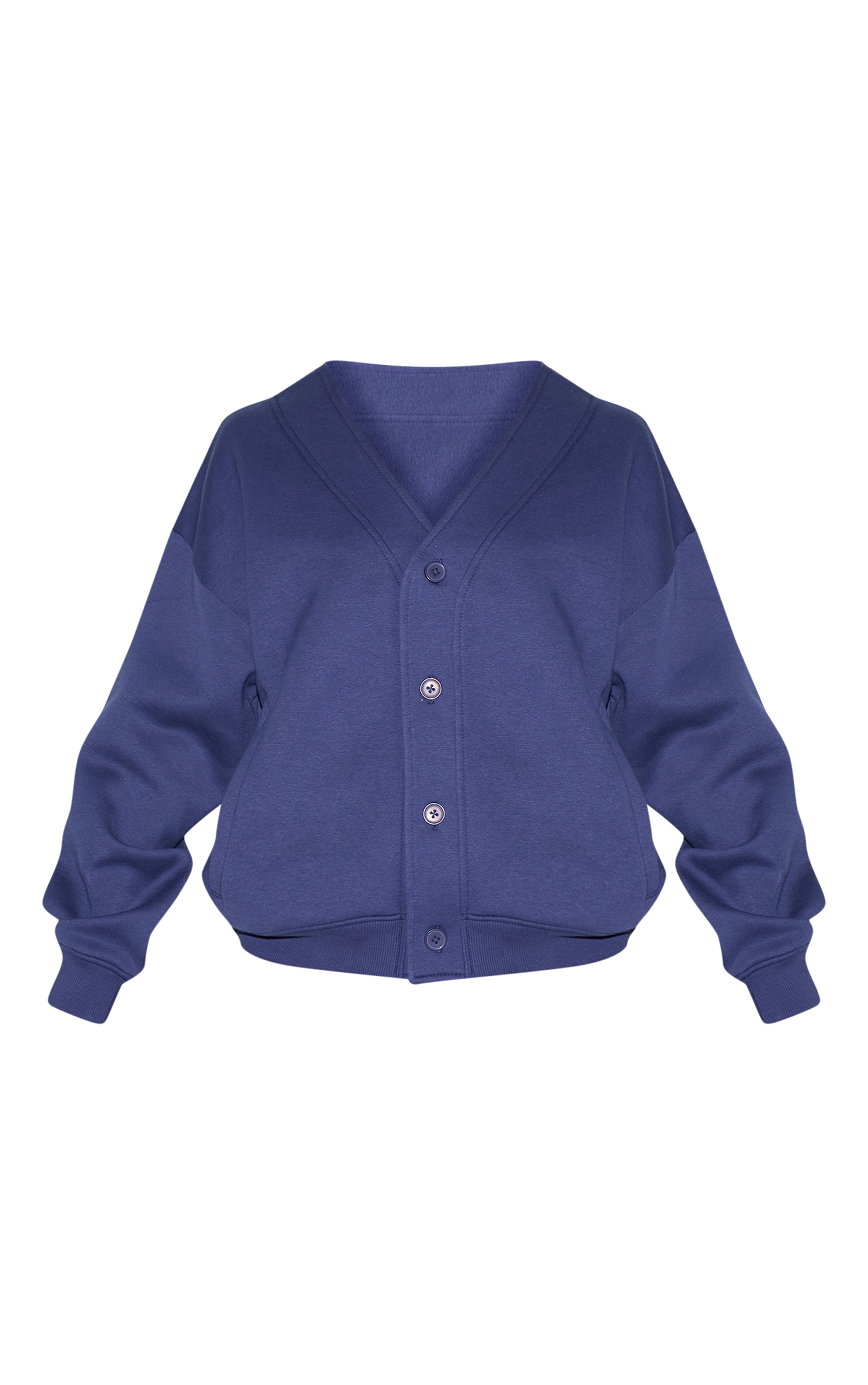Petite Navy Button Up Side Pocket Sweatshirt image 5
