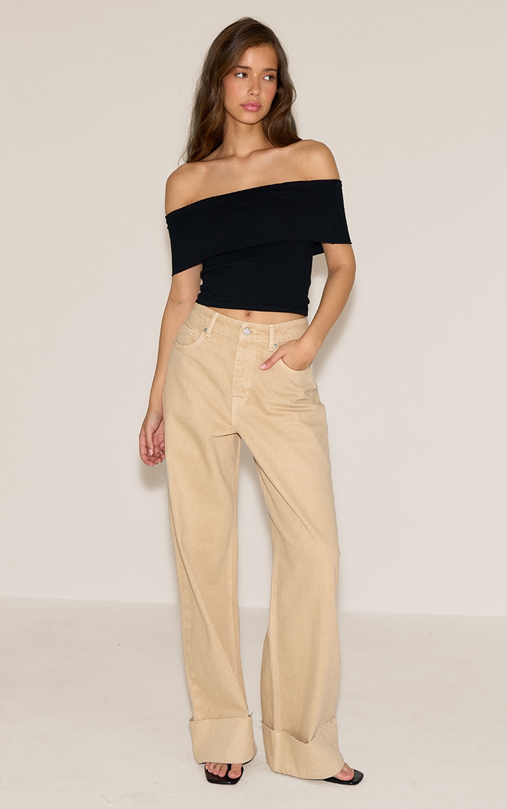Black Soft Cotton Bardot Top image 1