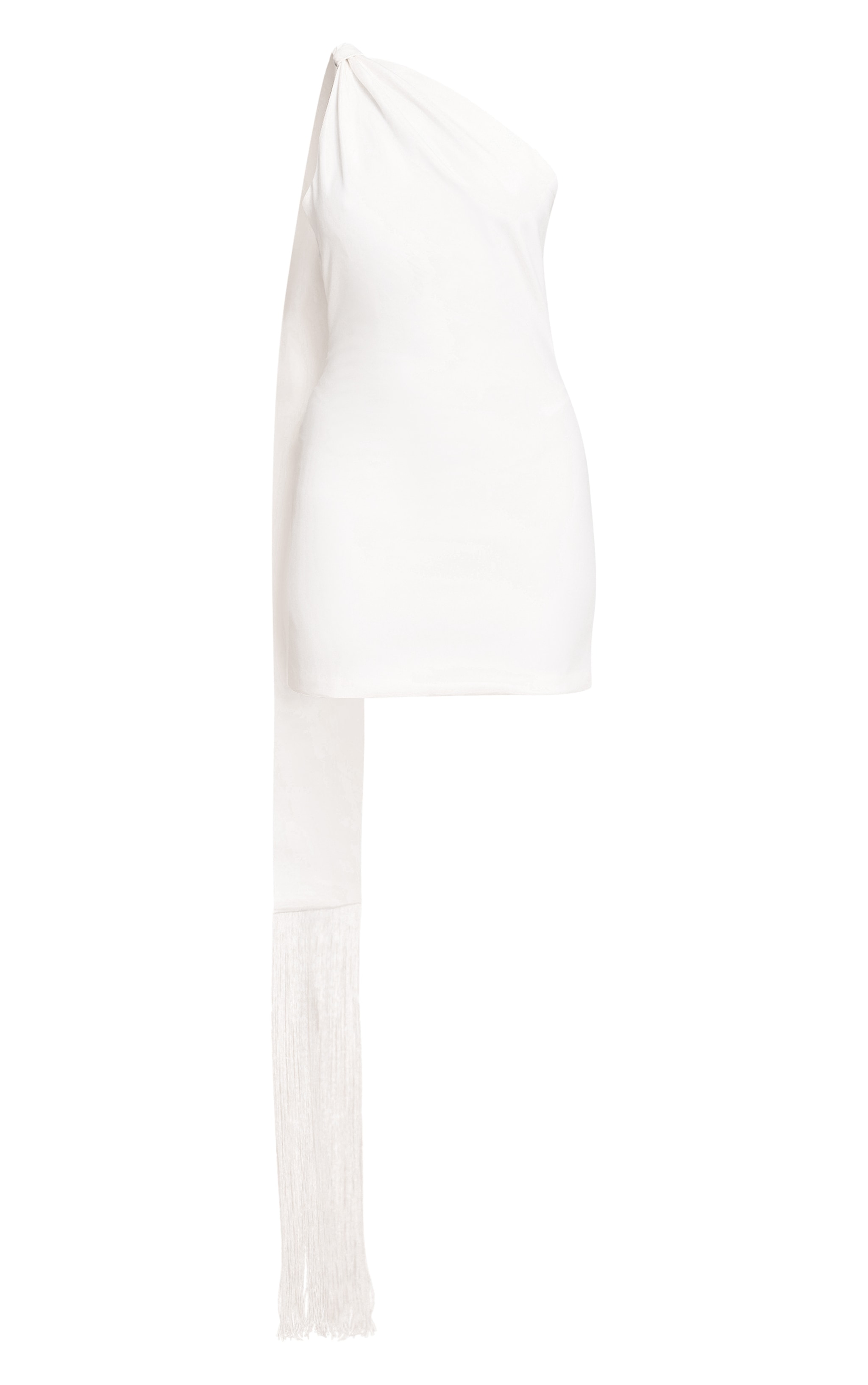 White Woven Fring Scarf Detail Mini Dress image 5