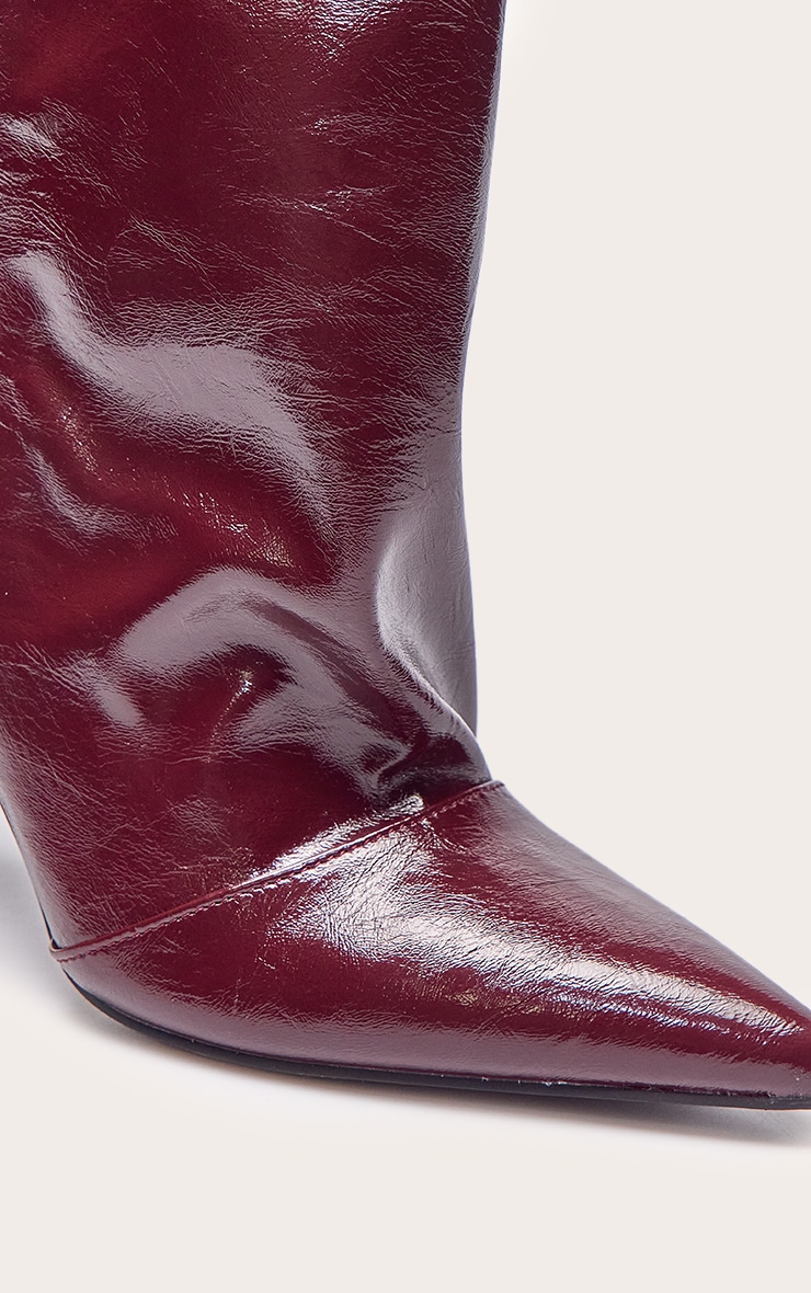 Burgundy Crinkle Chunky Straight Shaft Knee Boot image 5