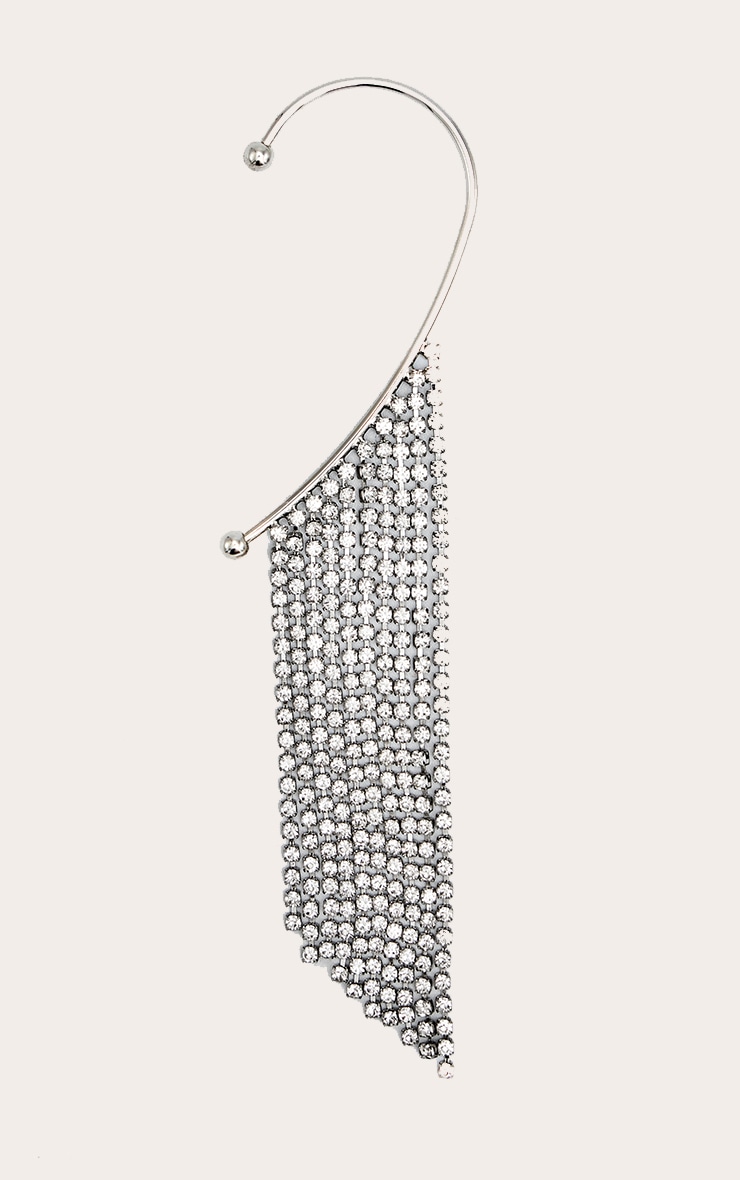 Bijoux d'oreille argenté drapé à strass image 2