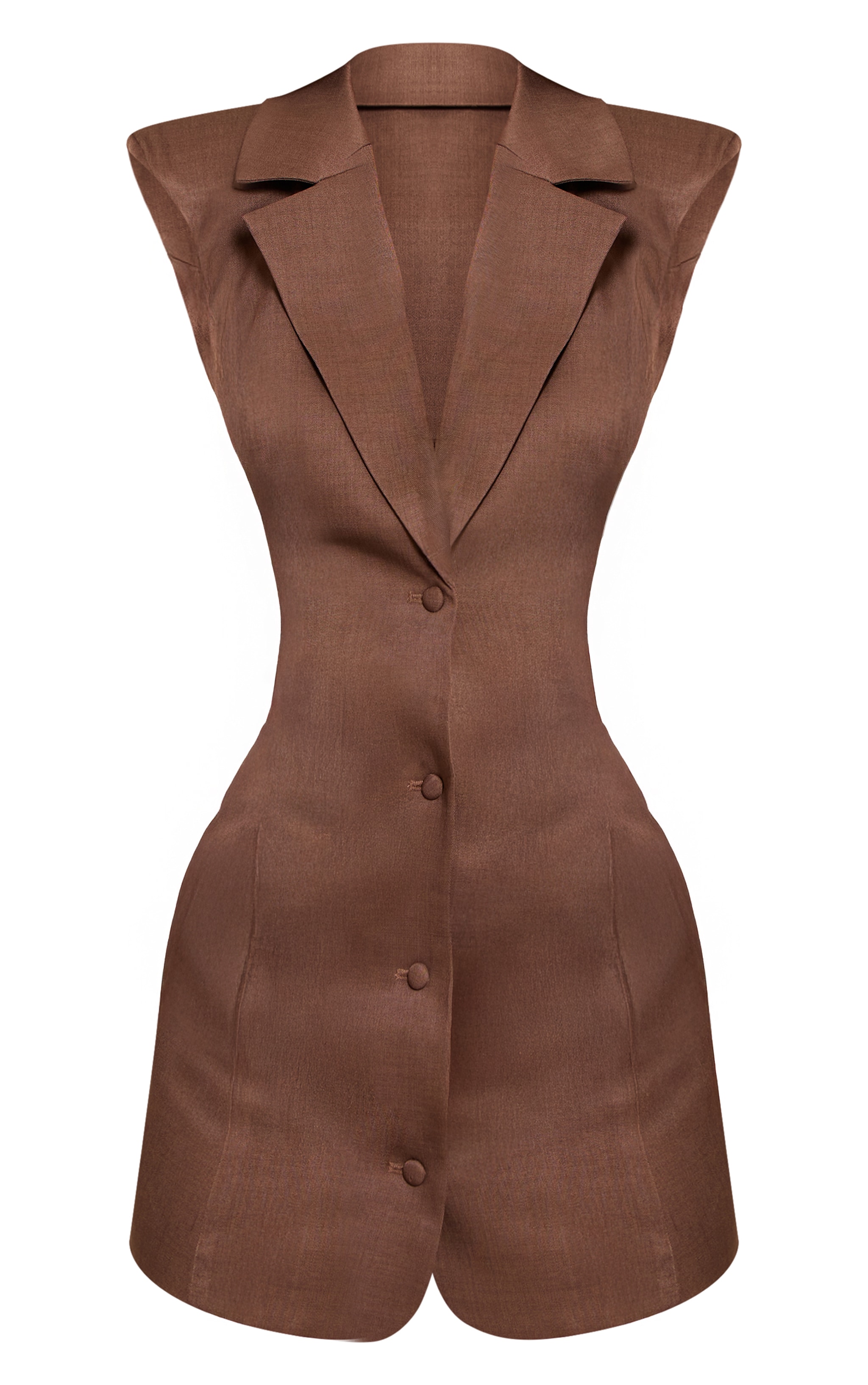 Chocolate Woven Structured Sleeveless Bodycon Dress image 5