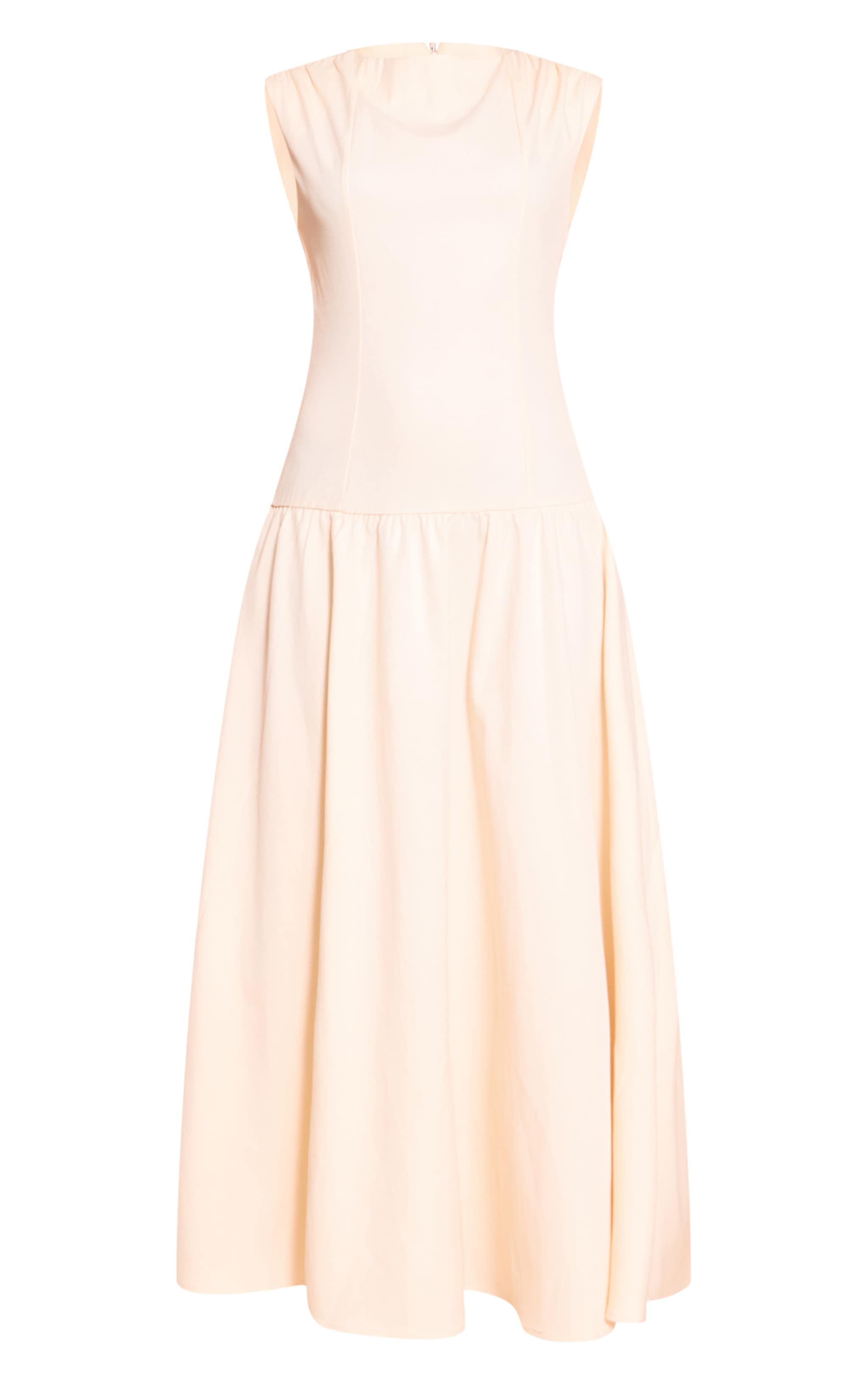 Cream Woven Boat Neck Dropped Waist Maxi Dress image 4