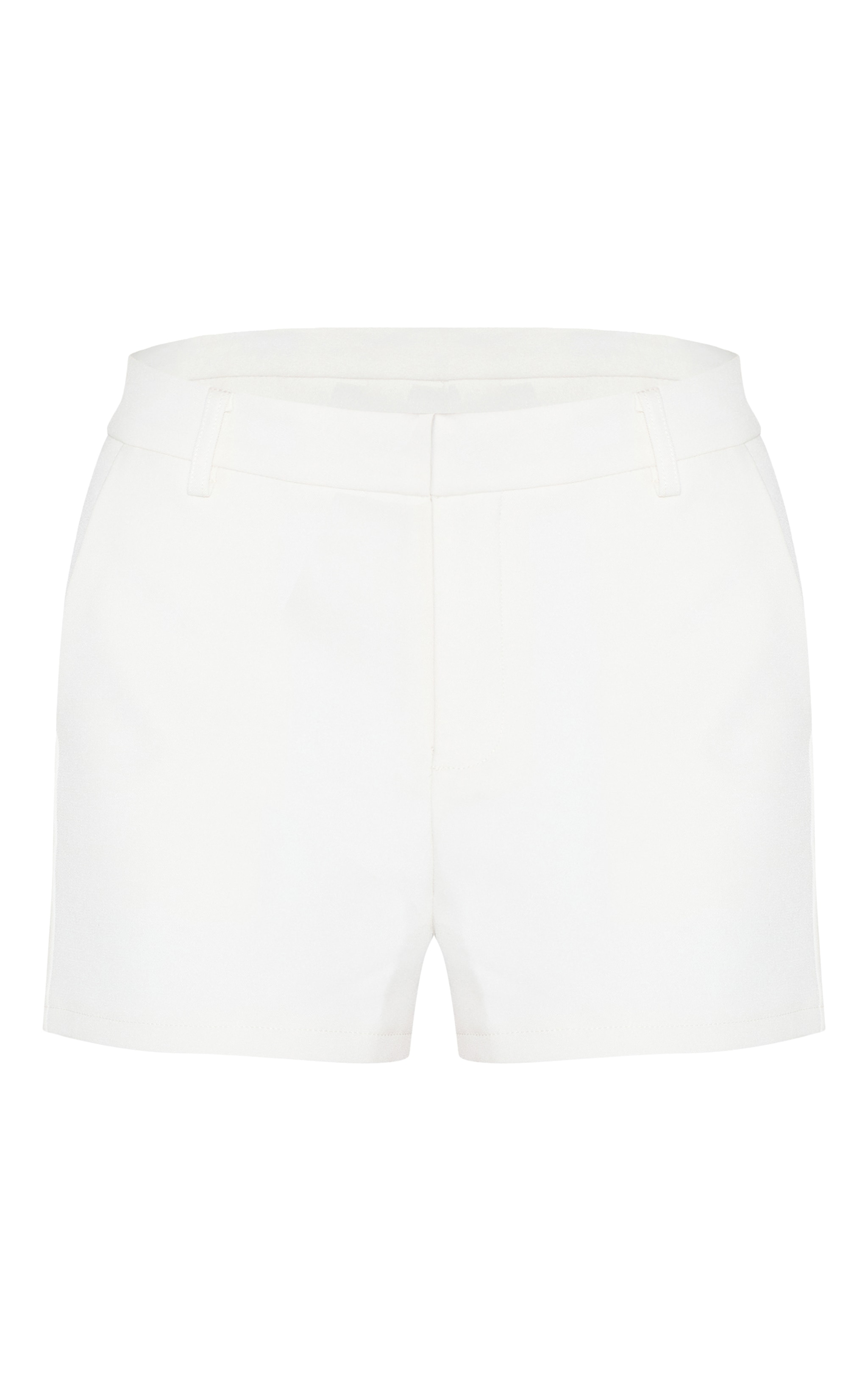 Cream Tailored Mid Rise Shorts image 6