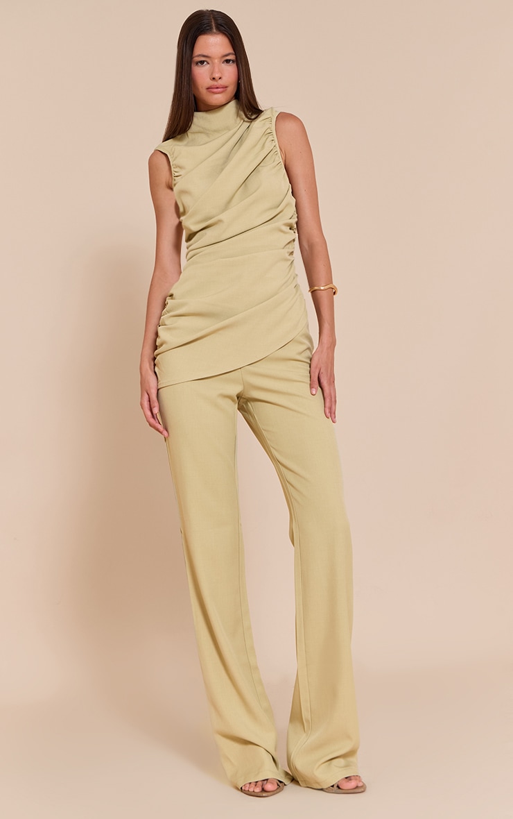 PLT Label Green Tailored Straight Leg Pant image 1