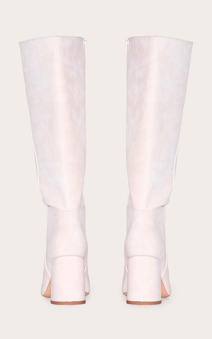 Stone Nubuck Wide Fit Round Toe Block Heel Knee High Boots image 3