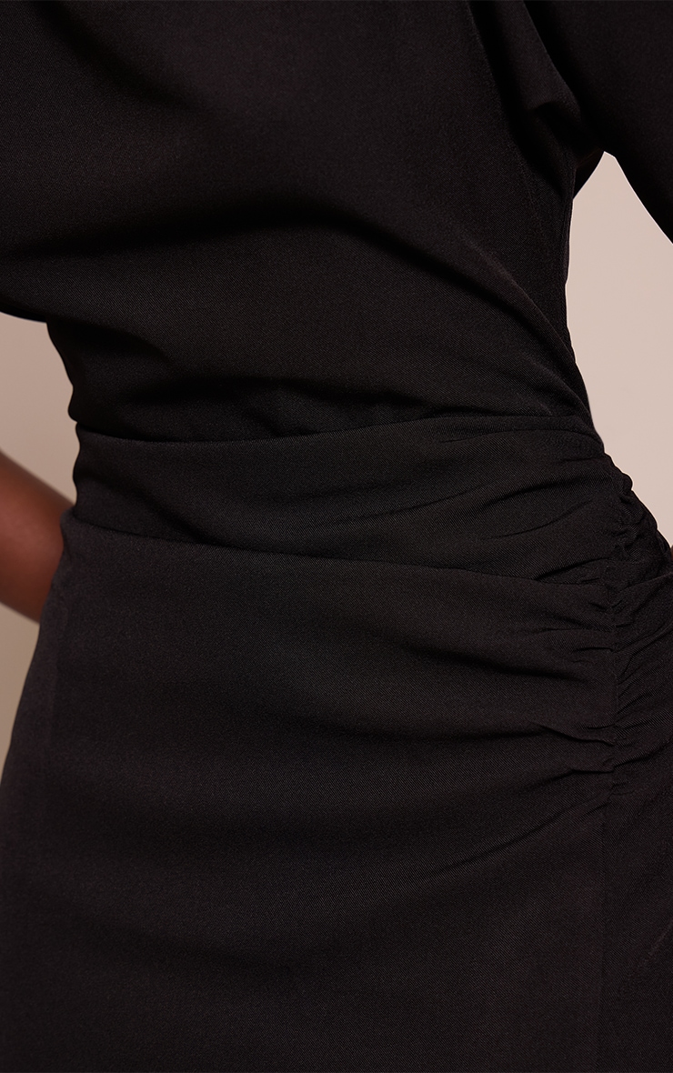 Black Short Sleeve Woven Maxi Dress image 4