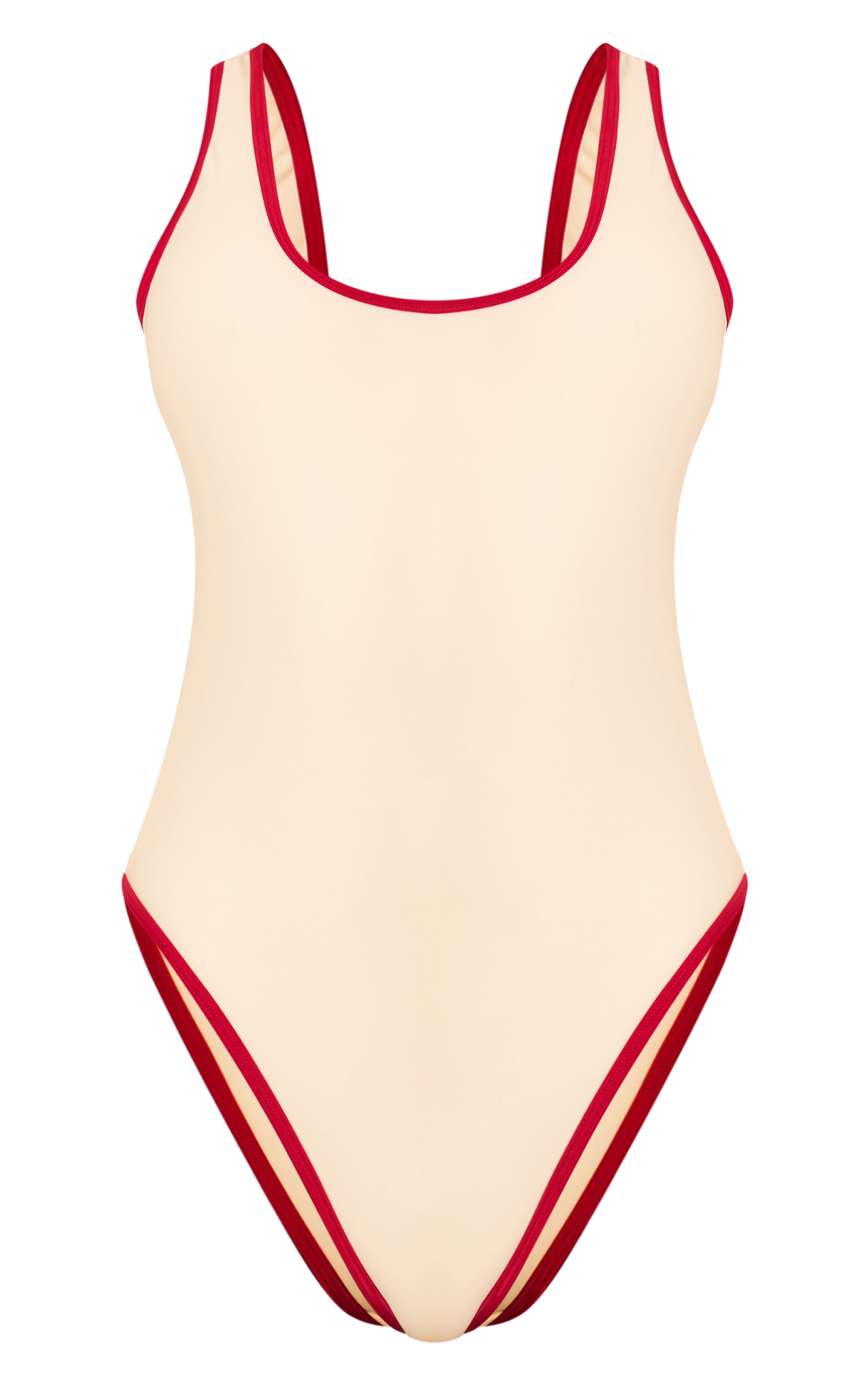 Cream Contrast Binding Scoop Back Swimsuit image 5