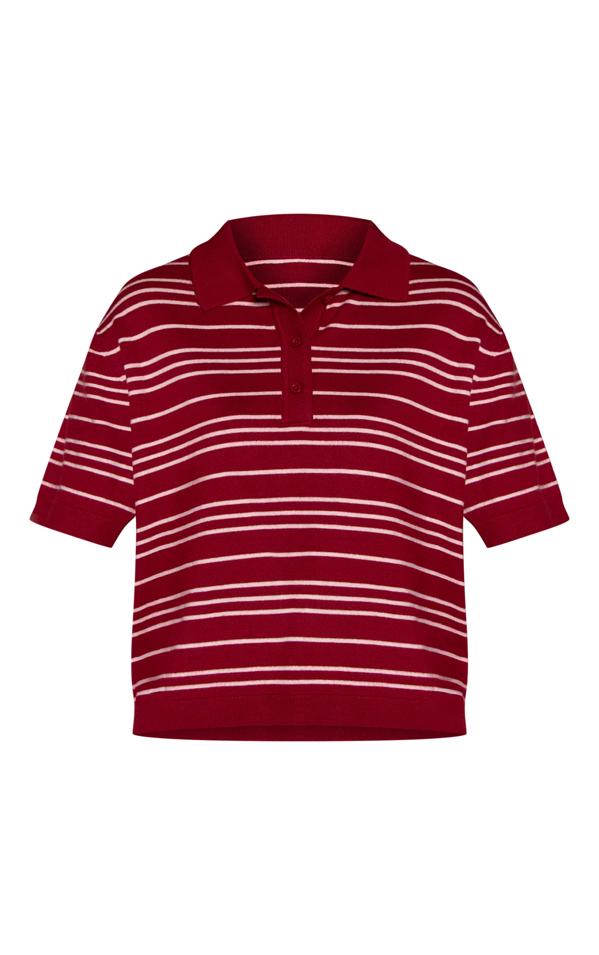 Burgundy Polo Short Sleeve Knit Rugby Top image 5