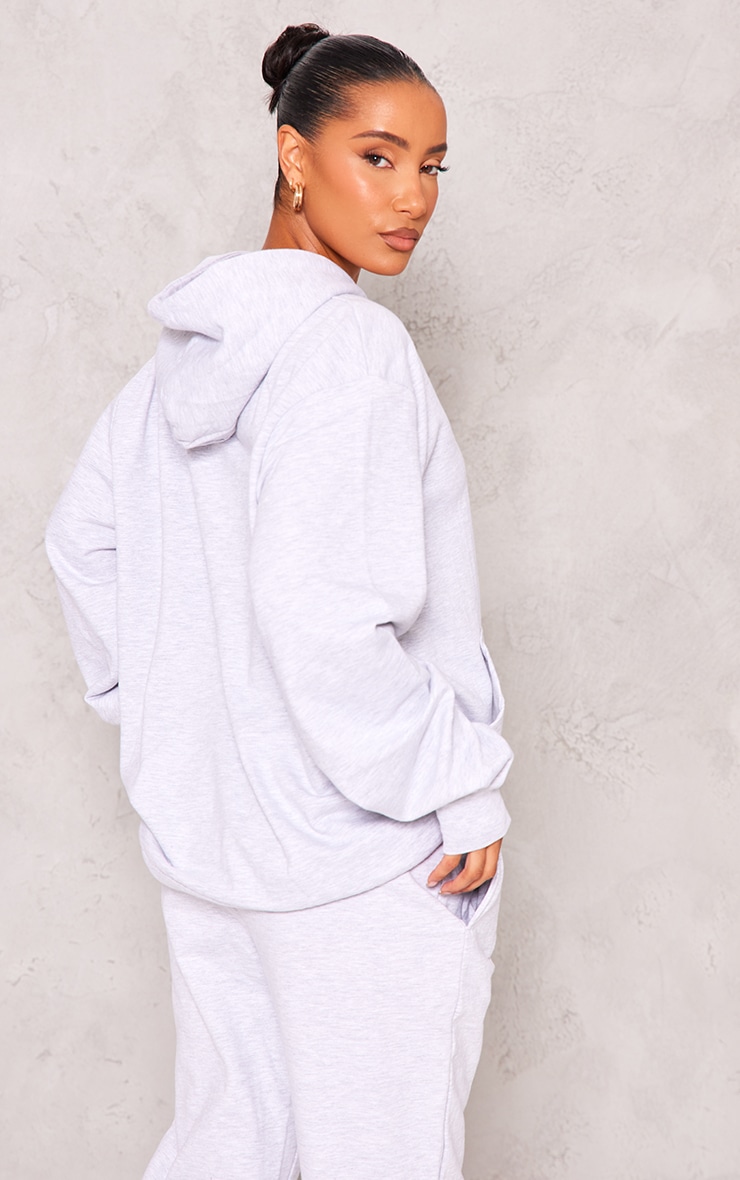 PLT SPORT Ash Grey Bold Embroidered Oversized Hoodie image 2