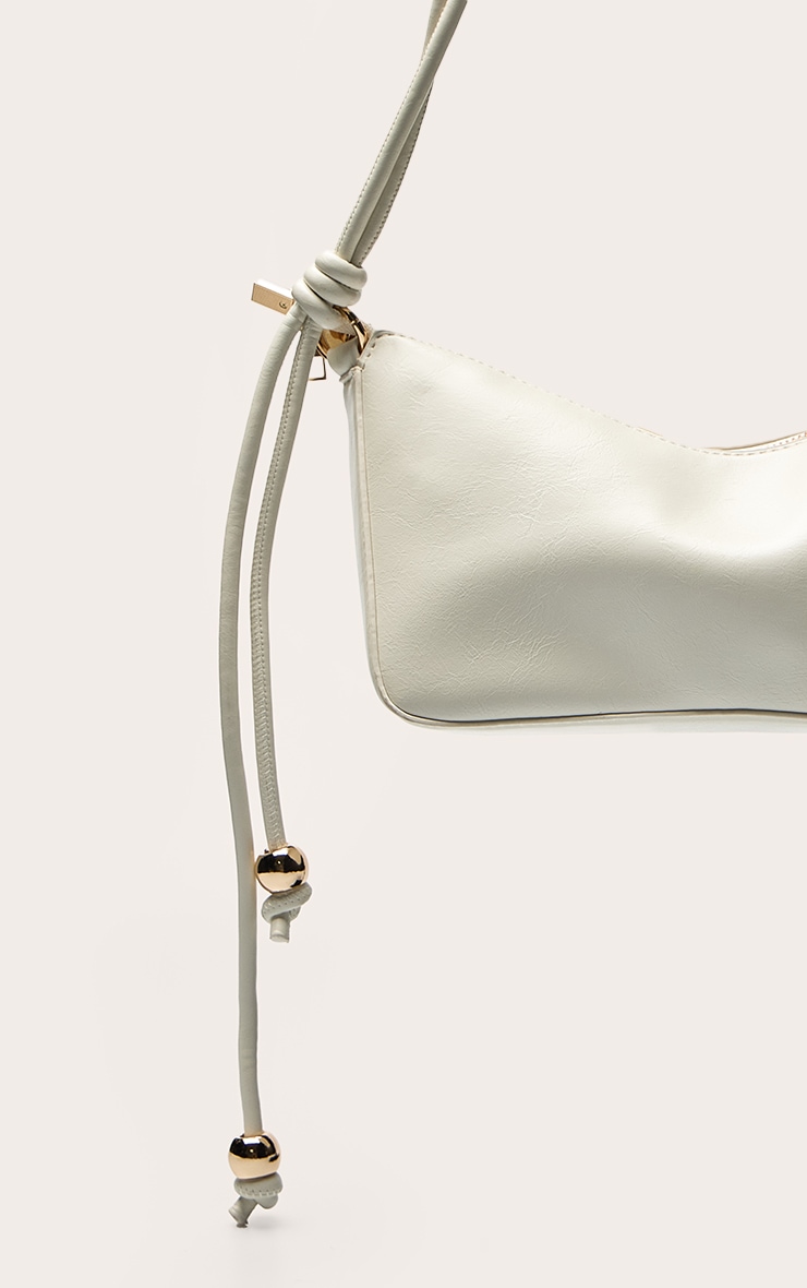 Cream Bead Knotted Handle Shoulder Bag image 4