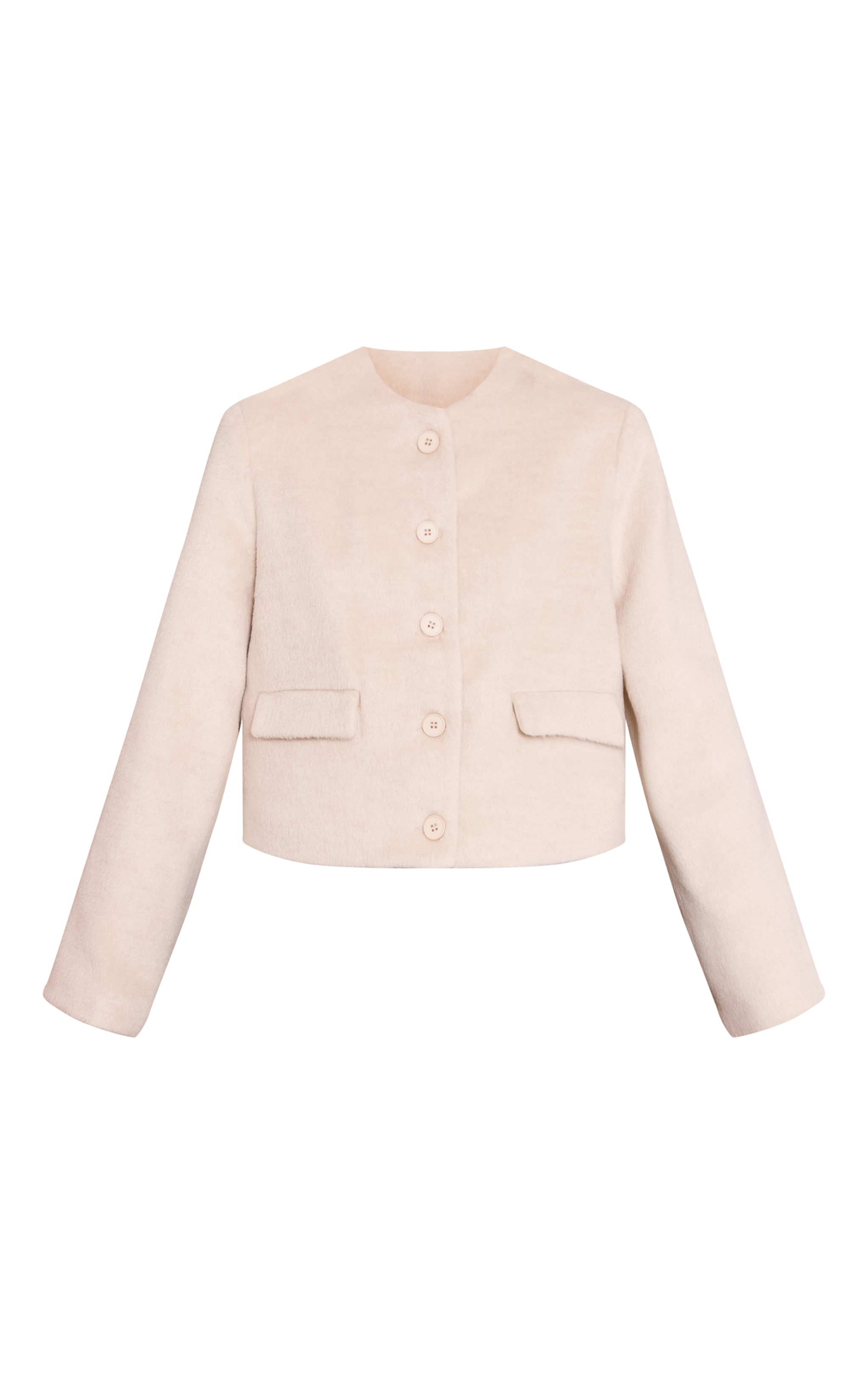 Cream Brushed Wool Single Breasted Jacket image 5