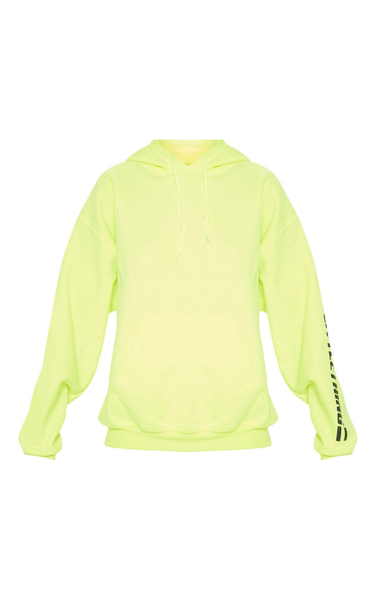 Neon Yellow Pretty Little Thing Oversized Hoodie PrettyLittleThing USA