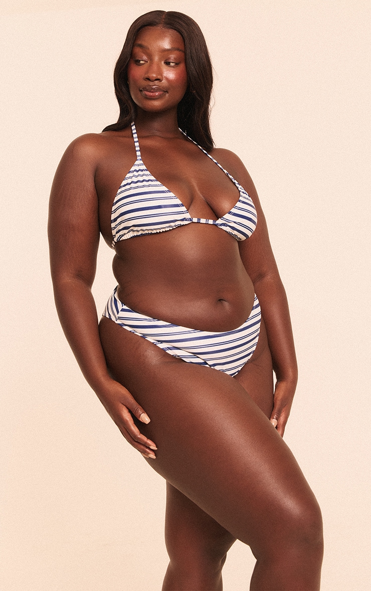 Plus Navy Stripe Triangle Bikini Top image 3