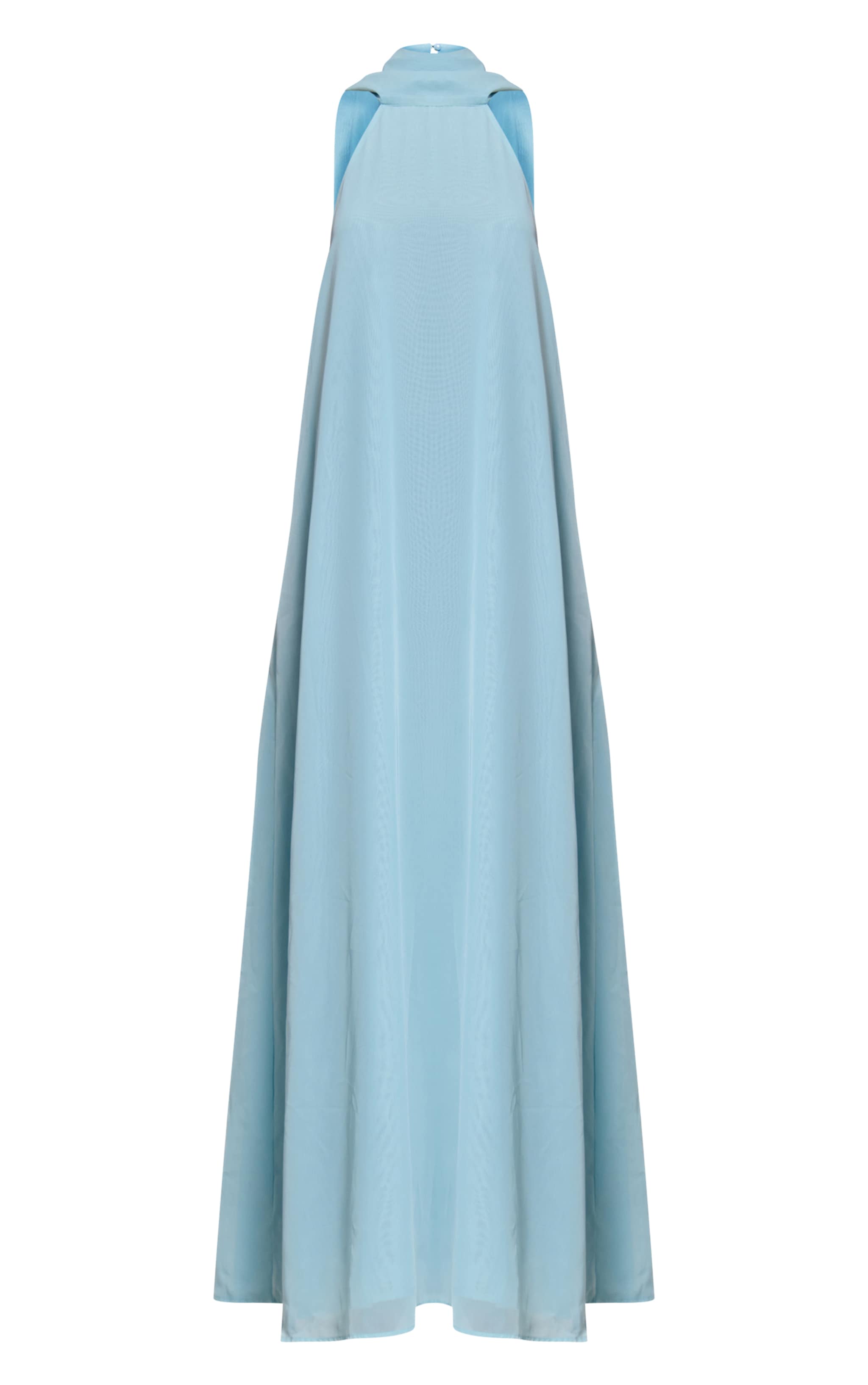 Dusty Blue Chiffon High Neck Scarf Detail Maxi Dress image 5