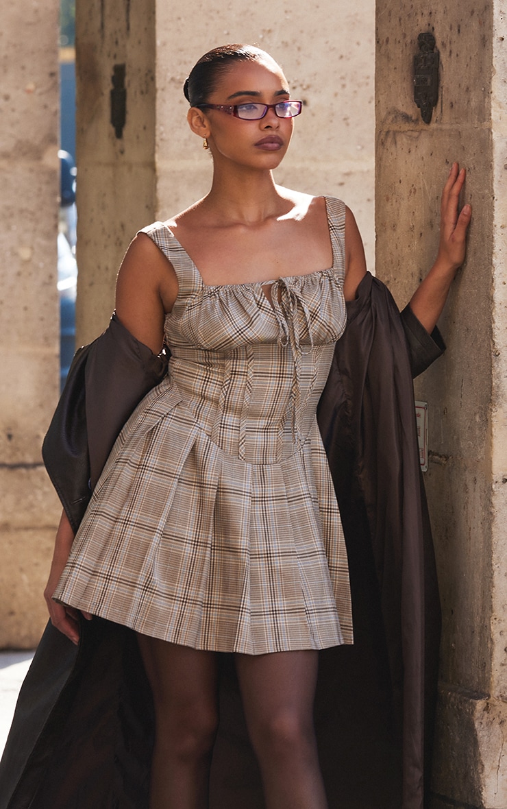 Multi Check Pleated Shift Dress image 3
