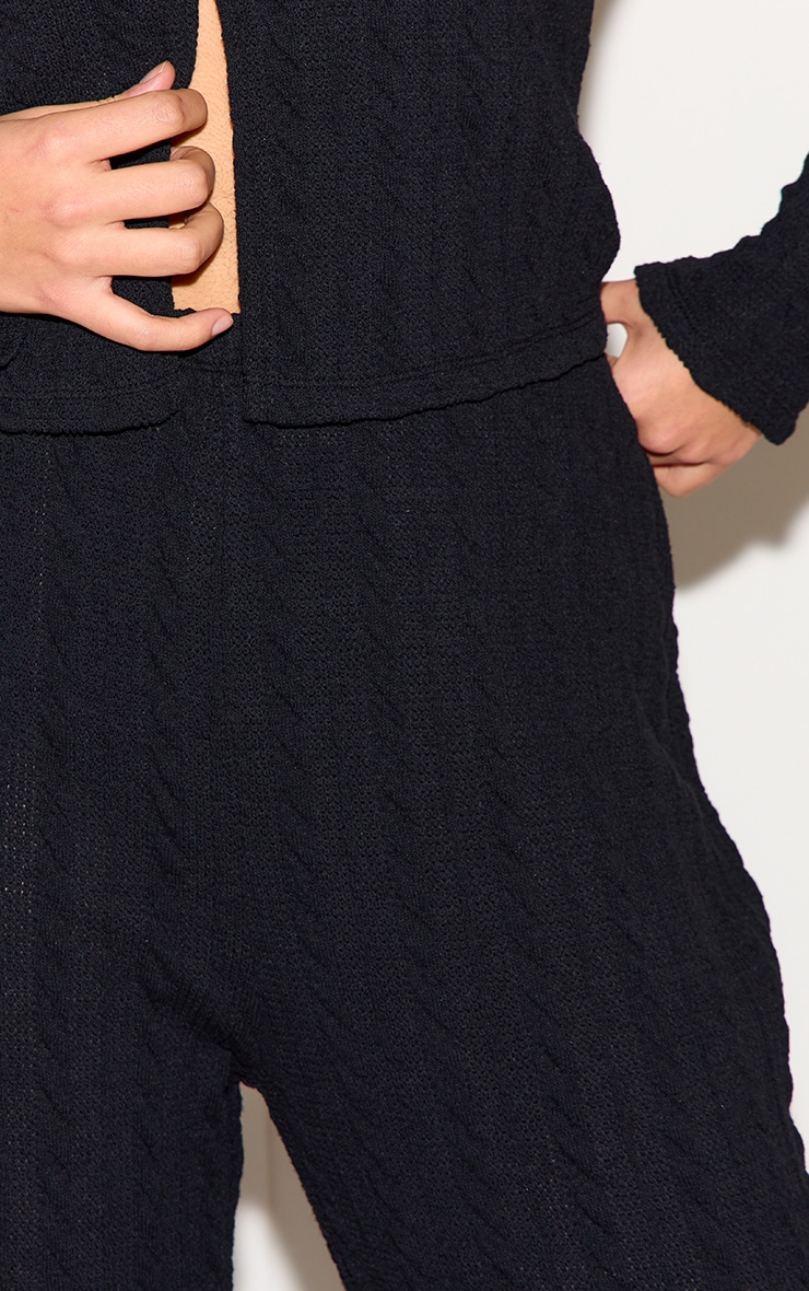 Plus Black Textured Wide Leg Pants image 4