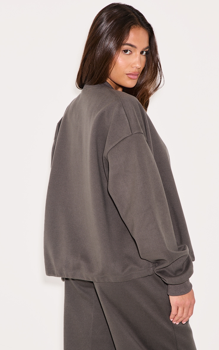 Charcoal Heavy Brushed Bomber Jacket image 2