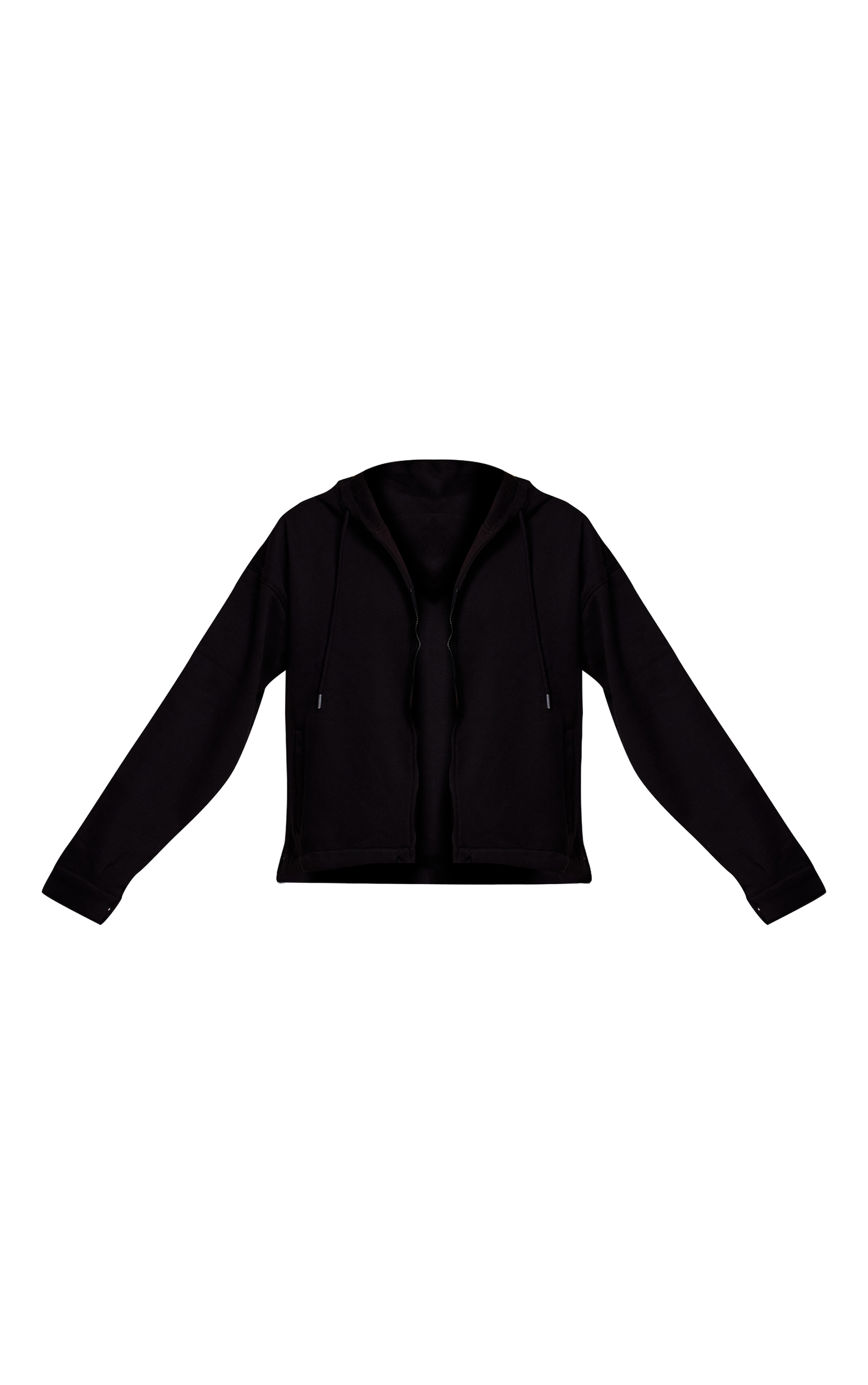 Black Oversized Zip Up Toggle Waist Hoodie image 5