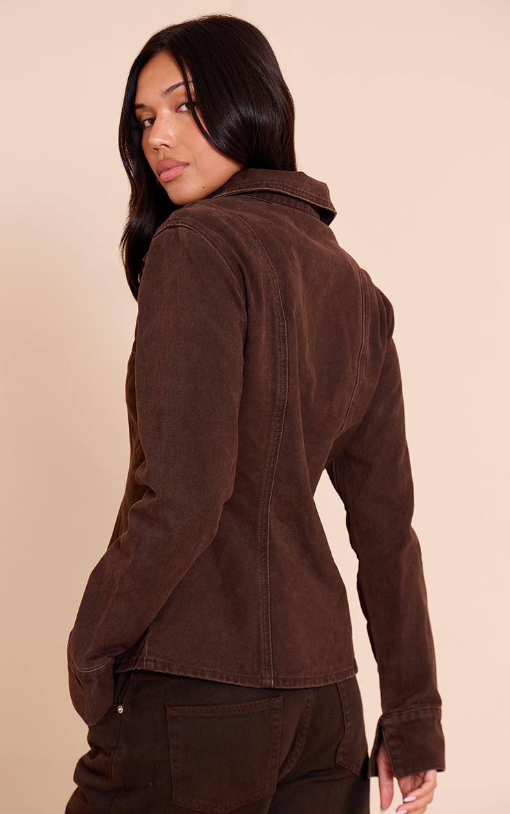Dark Chocolate Fitted Seam Detail Shirt image 2