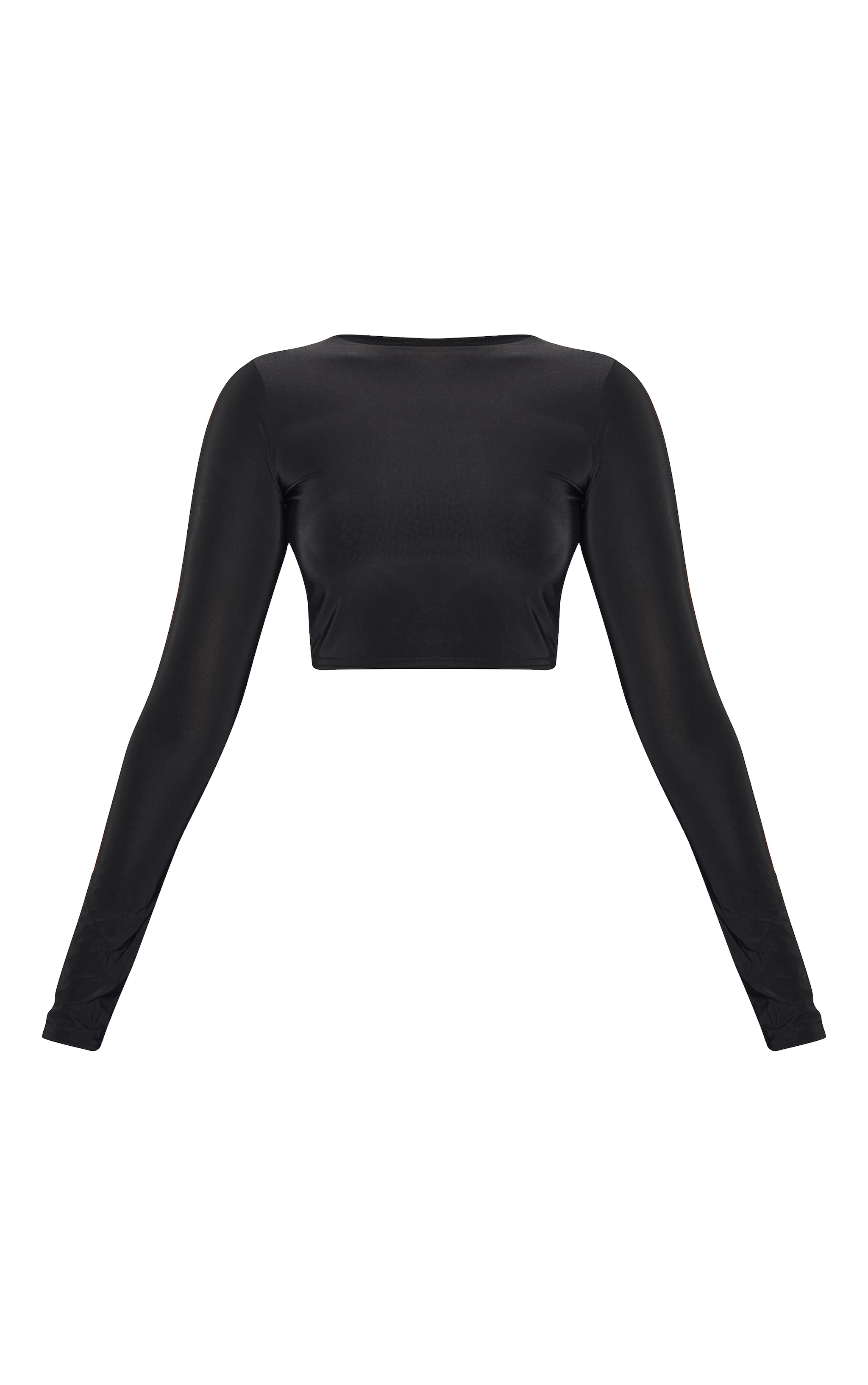 Crop top basique noir foncé moulant à manches longues image 5