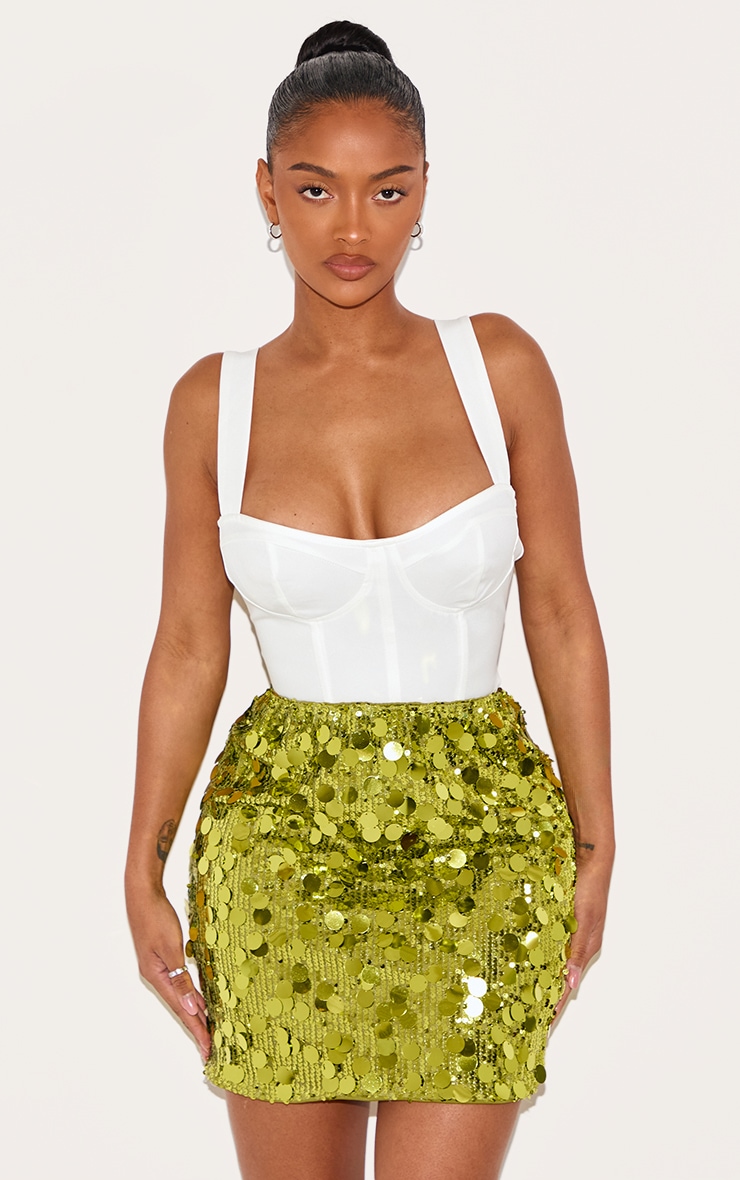 Shape Lime Disc Sequin Mini Skirt image 4