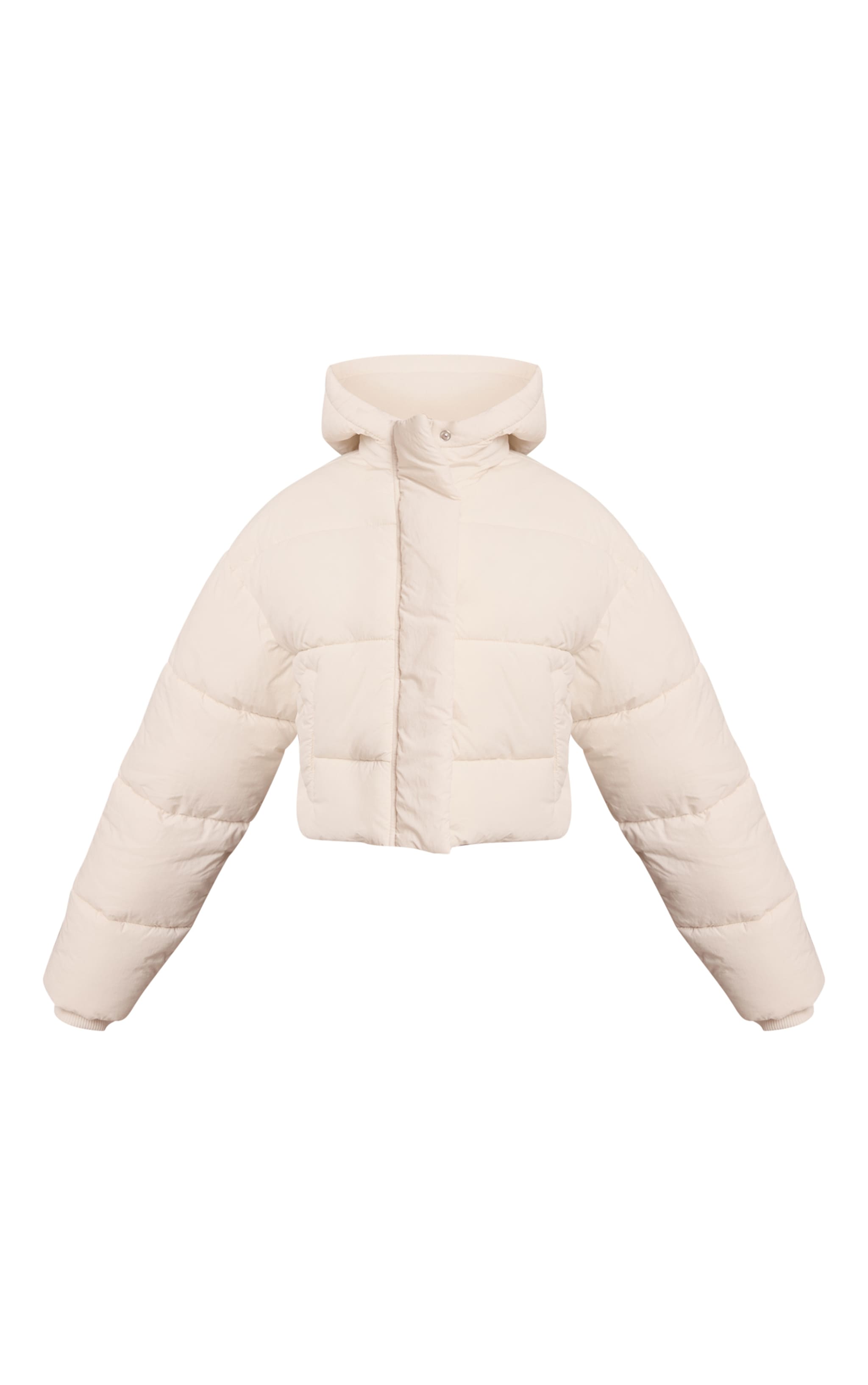 Petite Cream Cropped Drawstring Puffer Jacket image 5