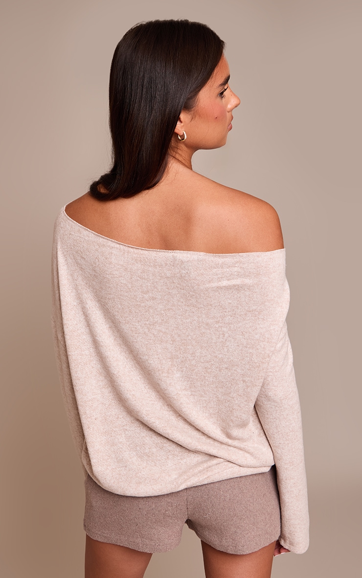 Light Brown Thick Brushed Rib Hot Pant image 3