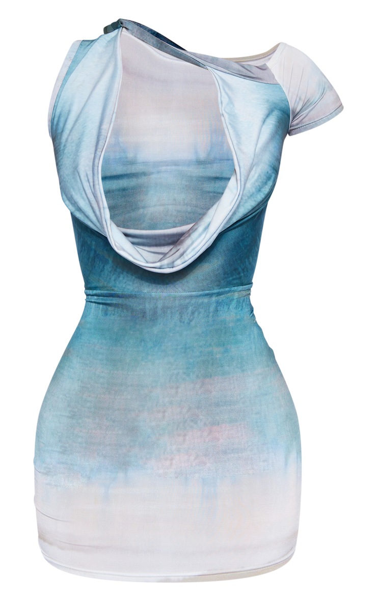 Multi Ombre Slinky Asymmetric Cowl Bodycon Dress PrettyLittleThing KSA