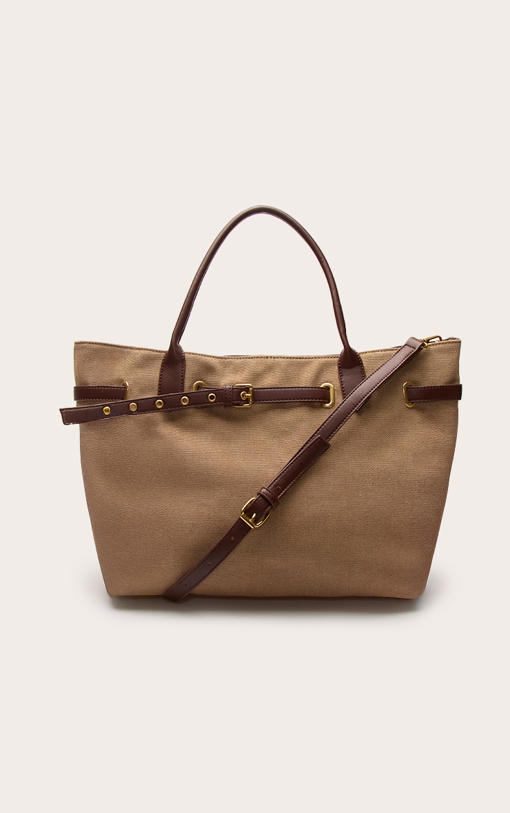 Tote bag en toile beige à boucles image 4