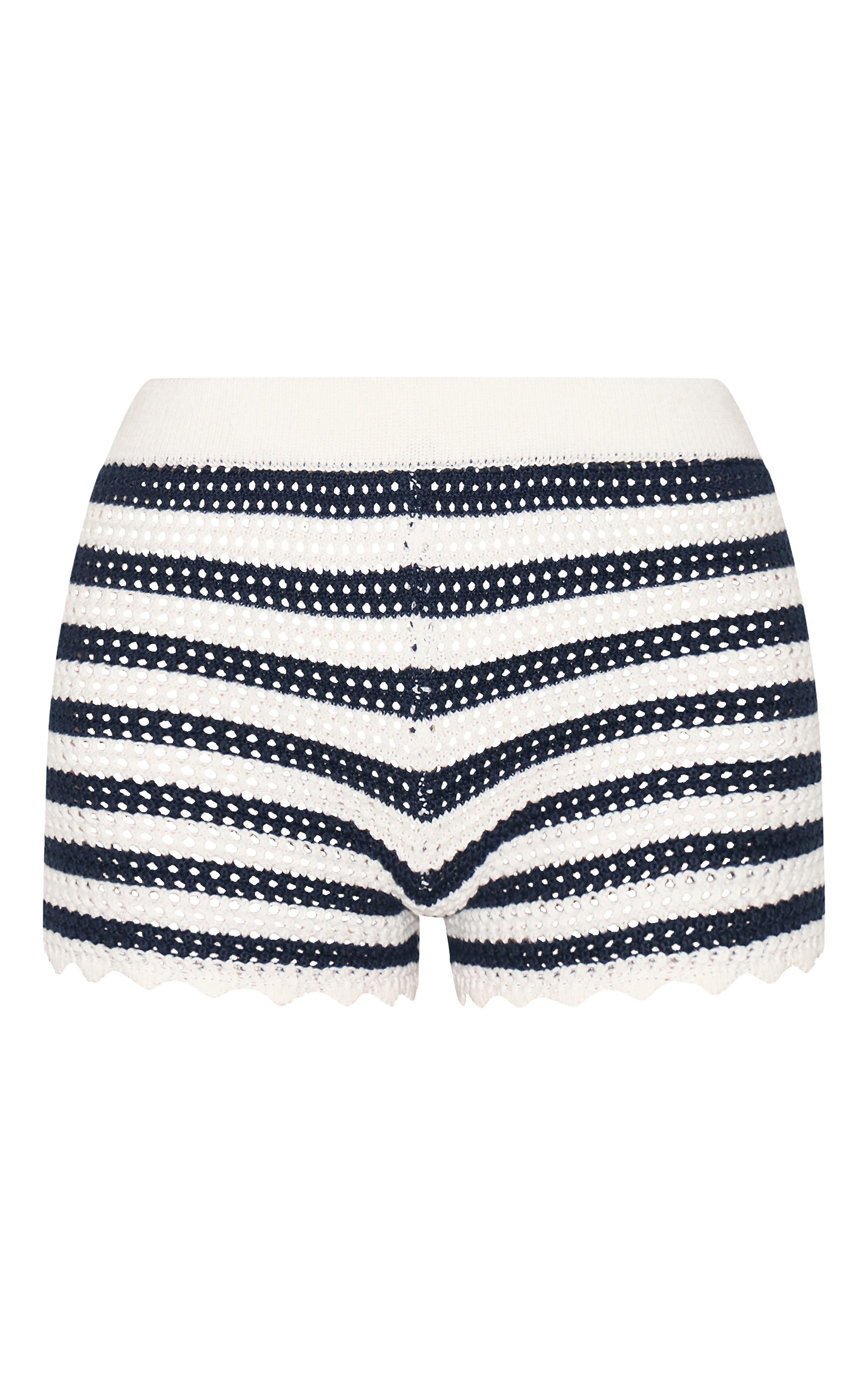 Navy Stripe Crochet Shorts image 6