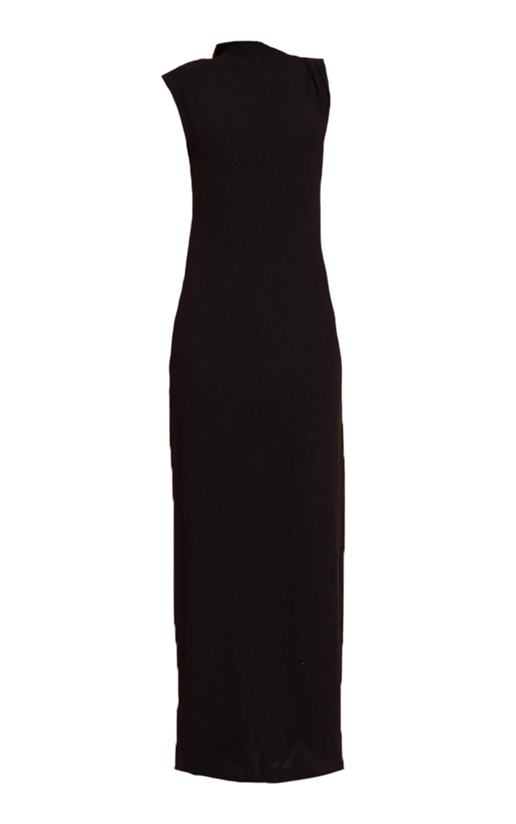 Black Linen Look Sleeveless Drape Neck Detail Maxi Dress image 5