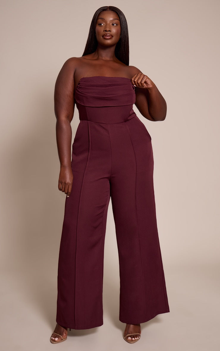 Plus Plum Bandeau Cowl Neck Pocket Detail Jumpsuit image 1
